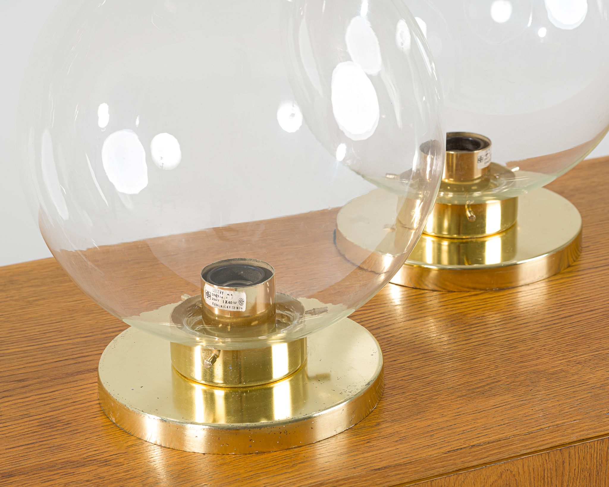 Set of 2 glass sconces from Kamenický Šenov, 1950
