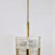 Kalmar Suspension Tambour Drum, Brass, Frosted Textured Glass, Austria, 1960s