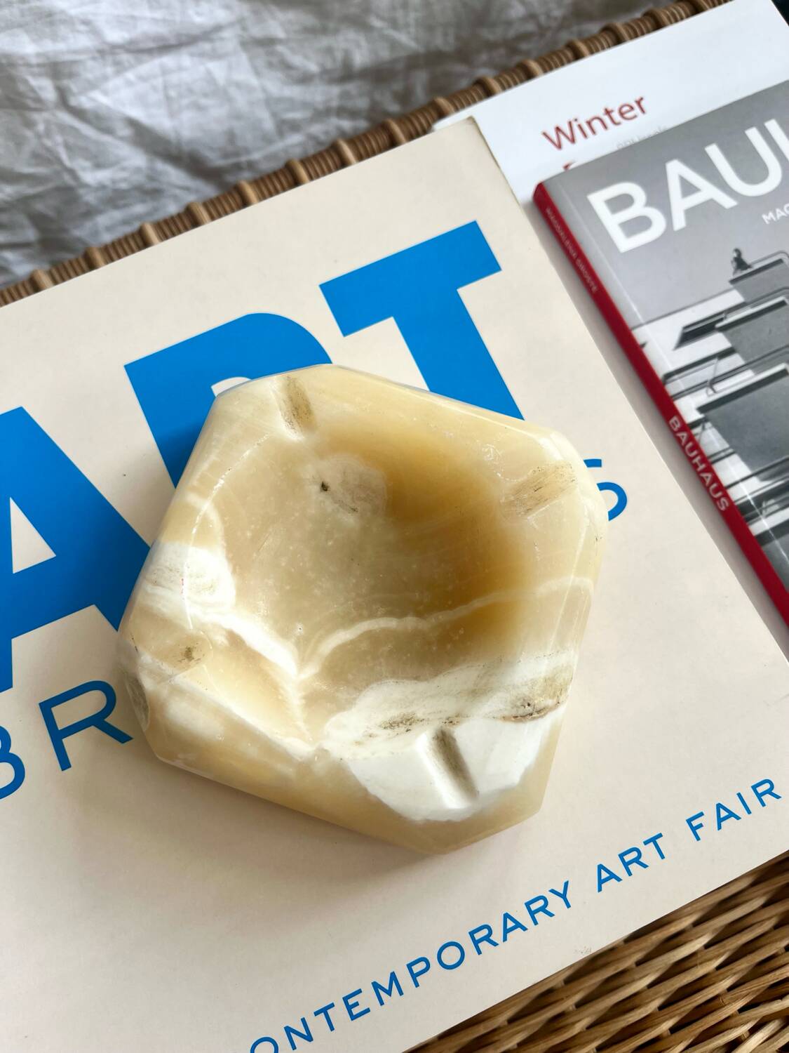 Beige alabaster ashtray