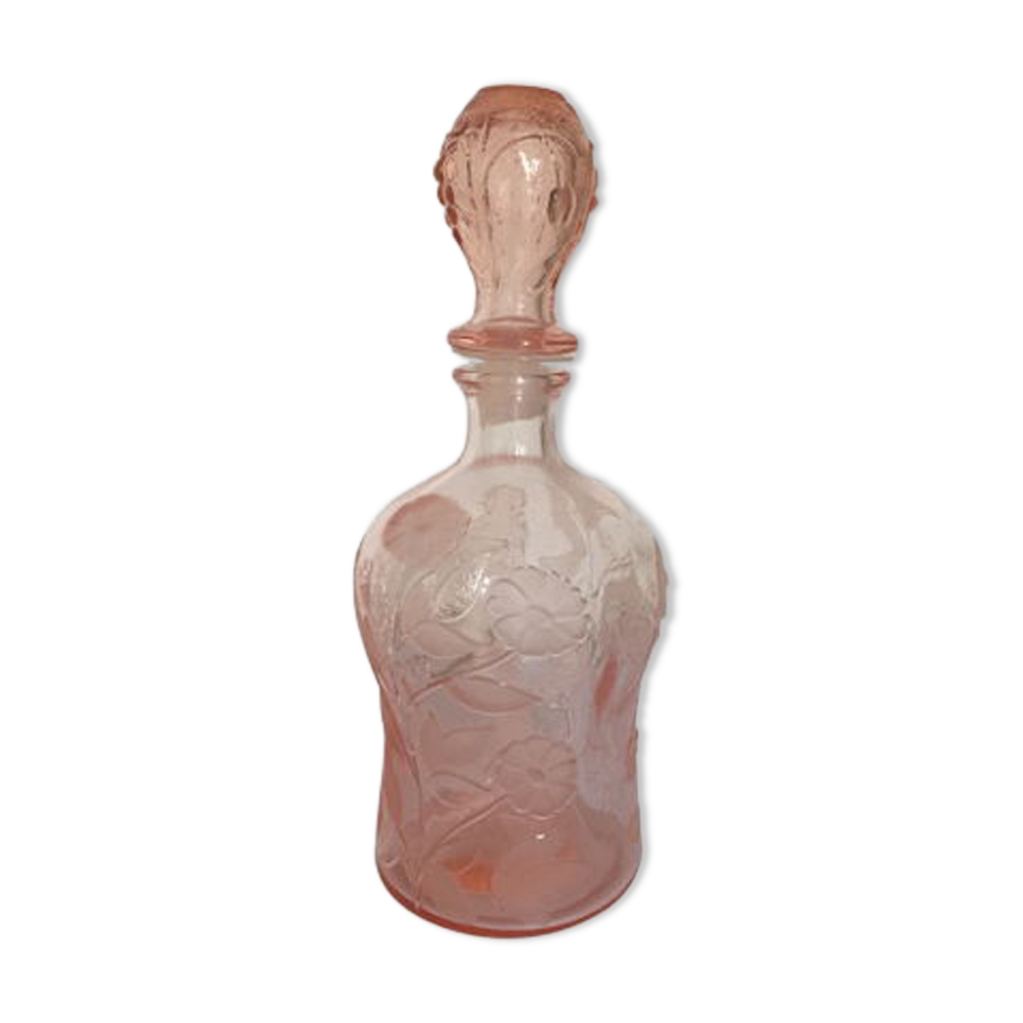 Pink glass decanter