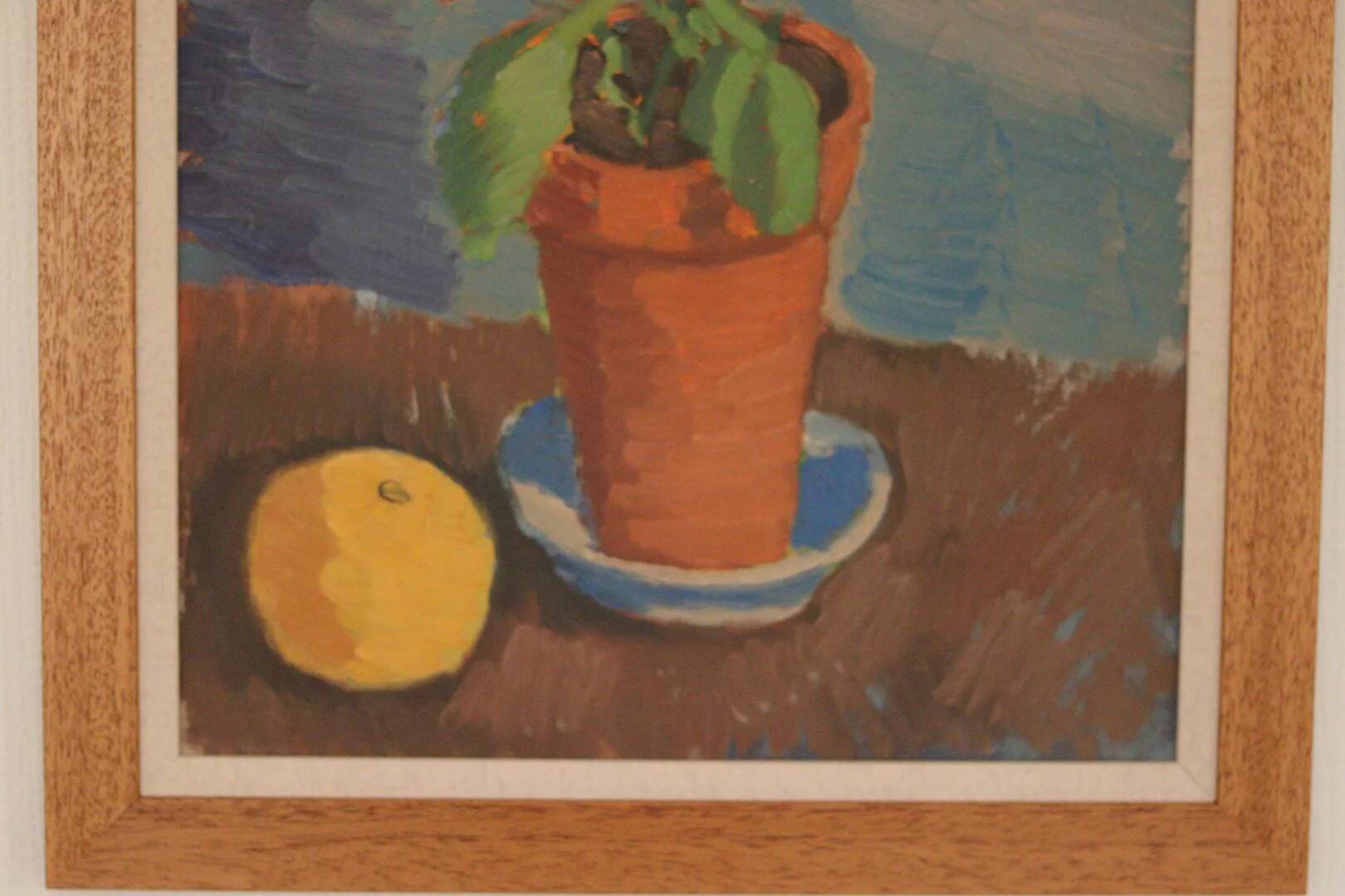 Swedish Oil on Panel – “Blue Flower and Citrus” attributed to Olax