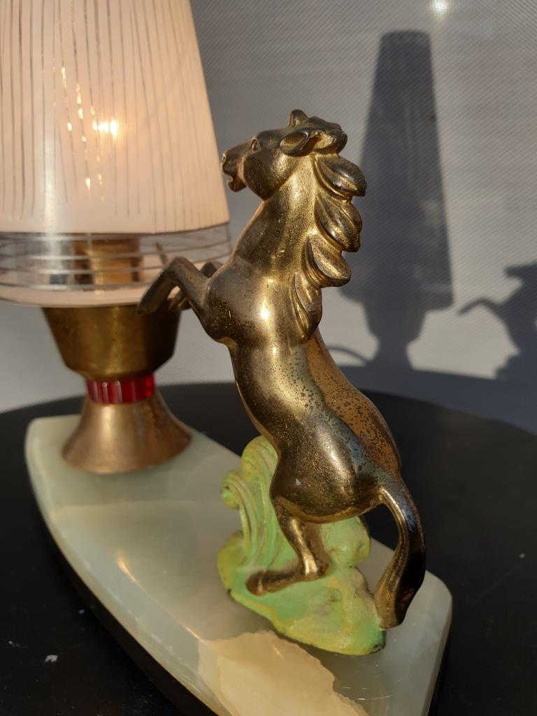 Art deco horse pitched bedside lamp 1930