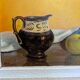 Old still life painting fruit bowl basket HST frame Montparnasse