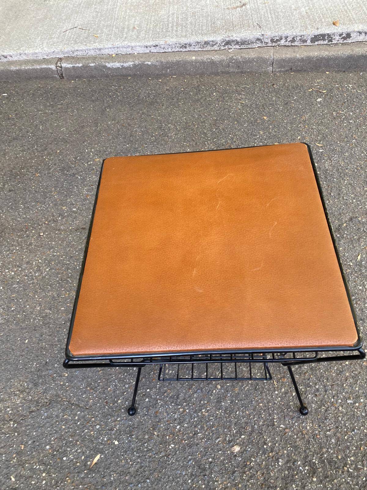 Vintage atomic mid-century modern side table magazine rack