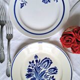 Mismatched antique flat plates in earthenware