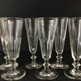 Suite of 6 champagne flutes in old glass