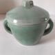 Covered sugar bowl in celadon ceramic – modernist lines