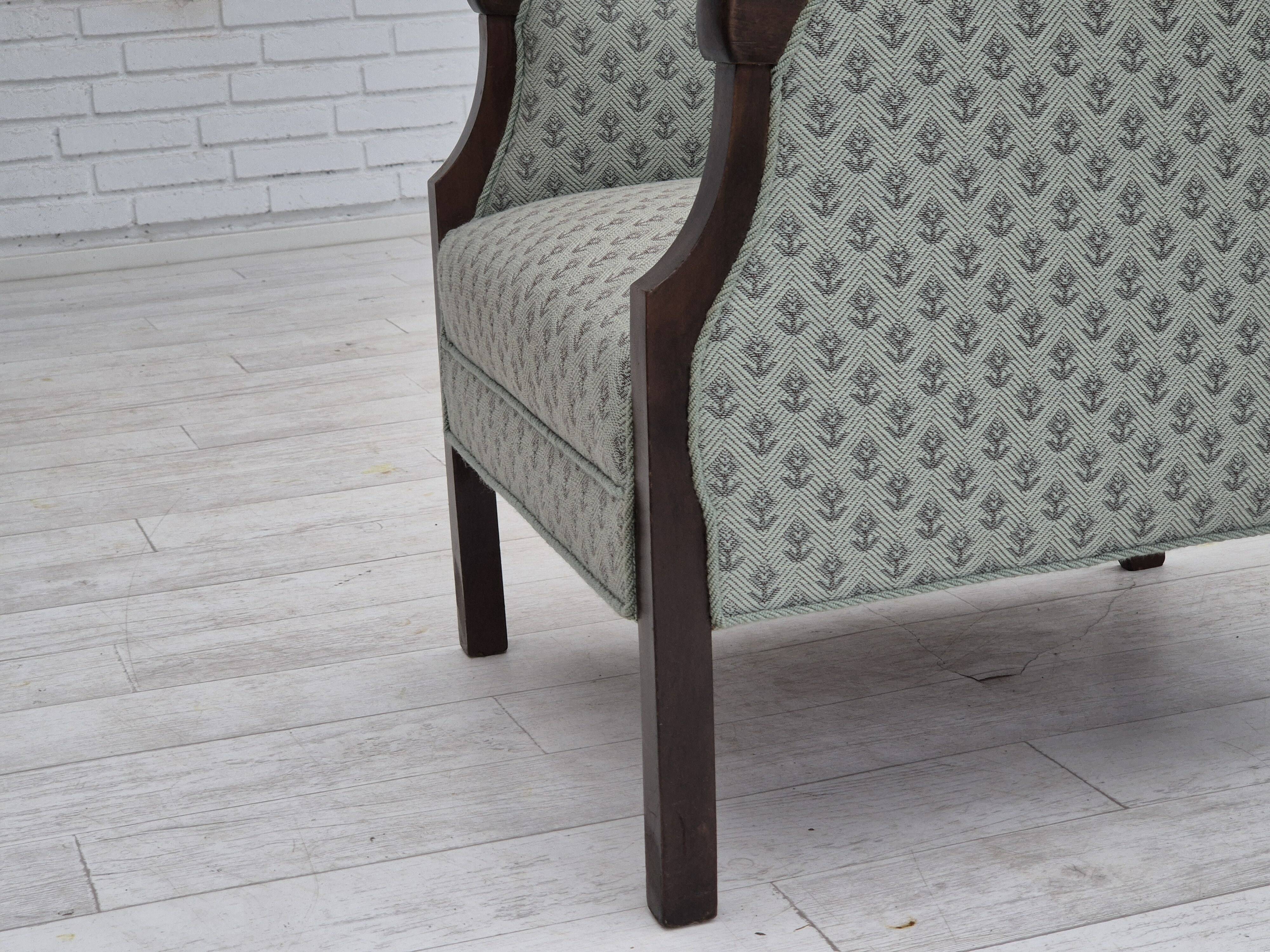 1950s, Danish vintage lounge chair, reupholstered, blend wool fabric.