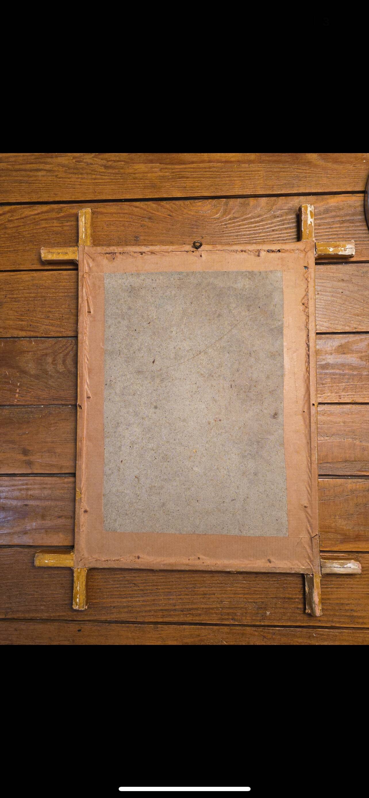 Mirror in gilded stucco, bamboo patina and gold leaf.
