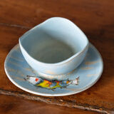 Stylized fish set 1960 Blue background Vallauris 1 course 12 plates