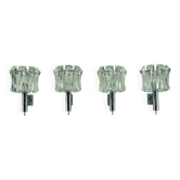 Set of four large Murano glass elements and chromed brass sconces, Italy 60