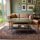 Vintage coffee table from the 1960s, glass, faux leather, brass.