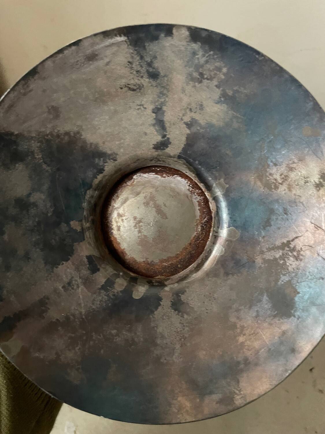 Hammered metal vase