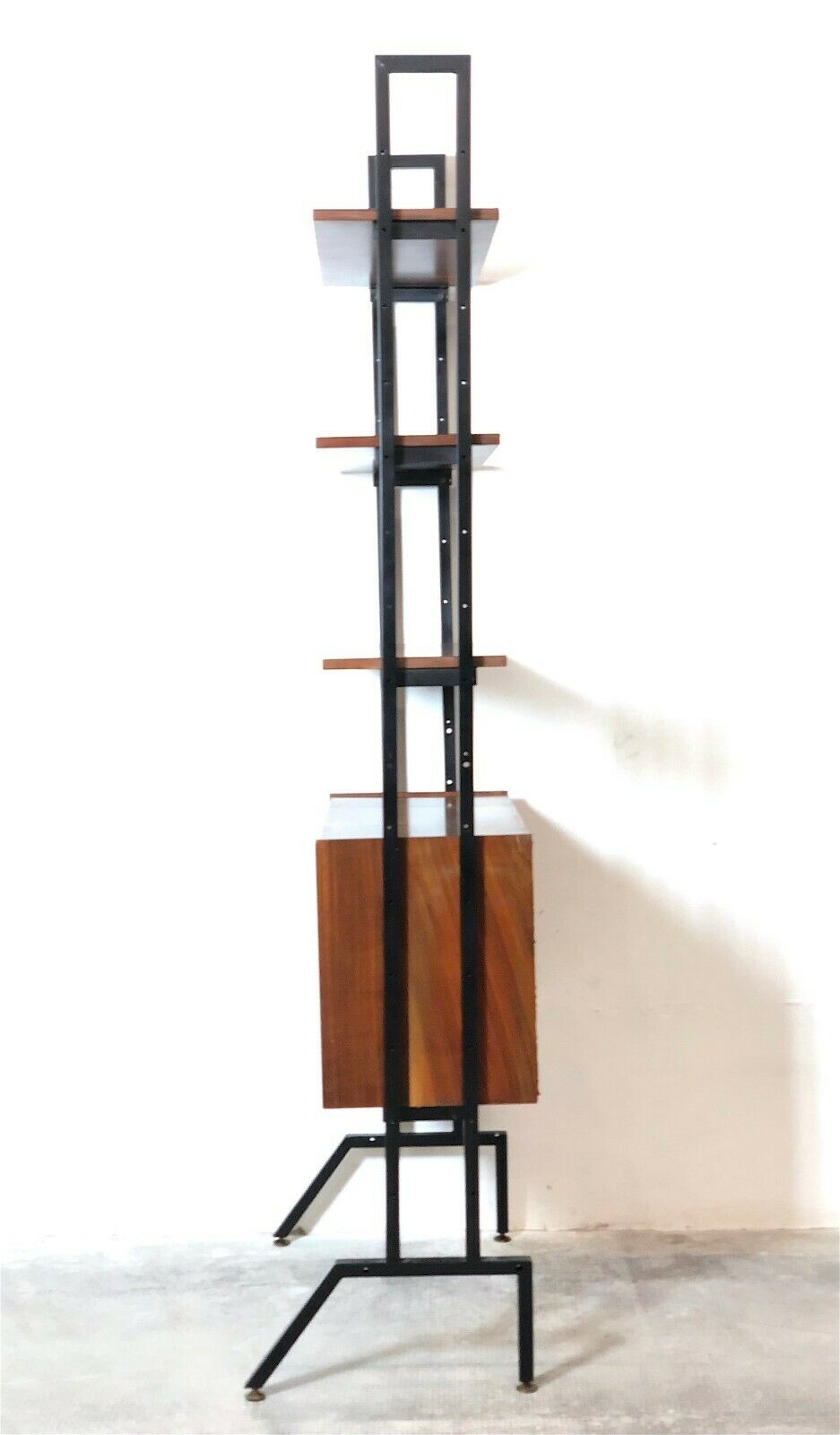 Modular storage cabinet and teak bookcase. Italy, 60s
