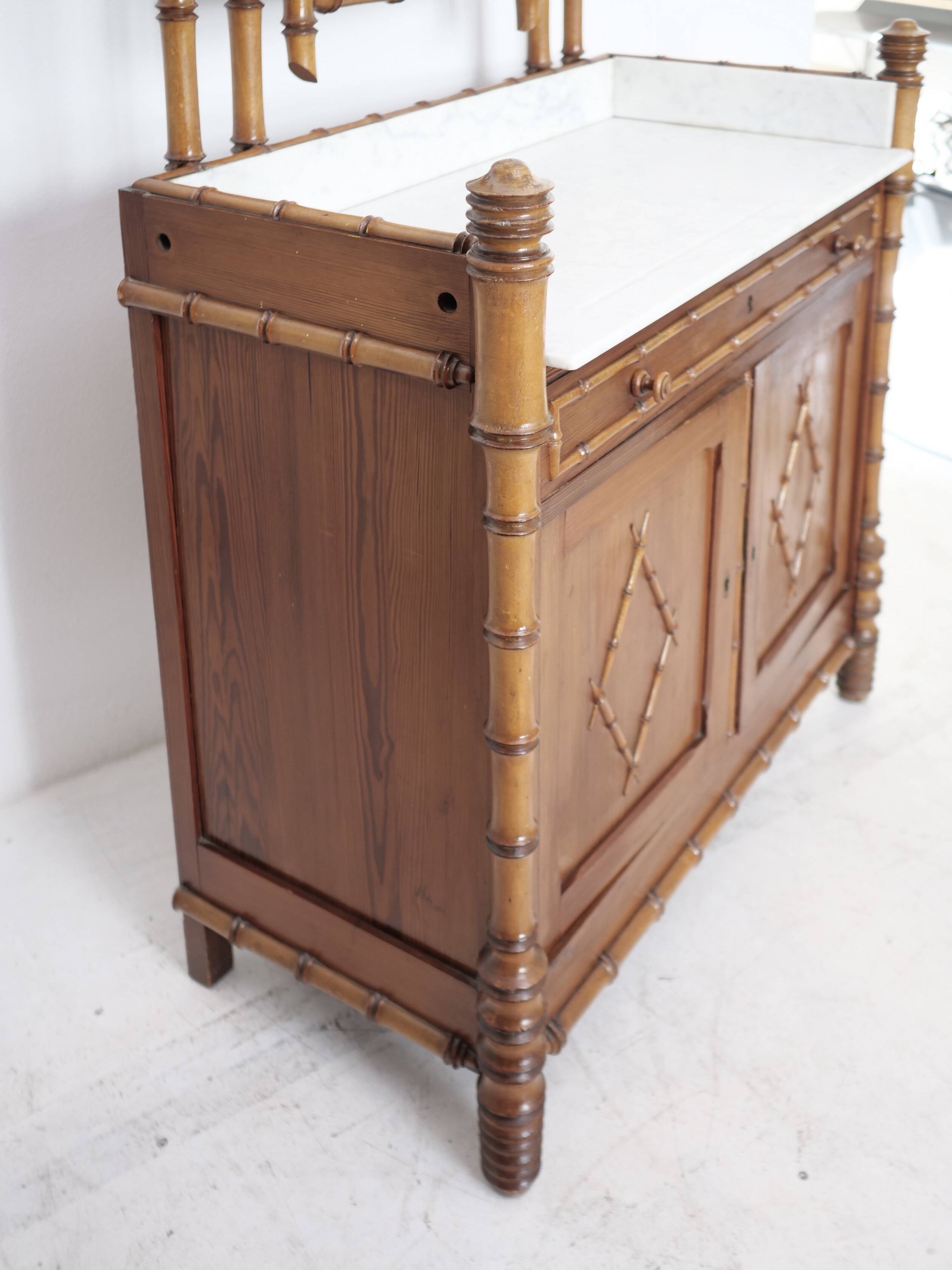 Late 19th century faux bamboo chest of drawers in pine