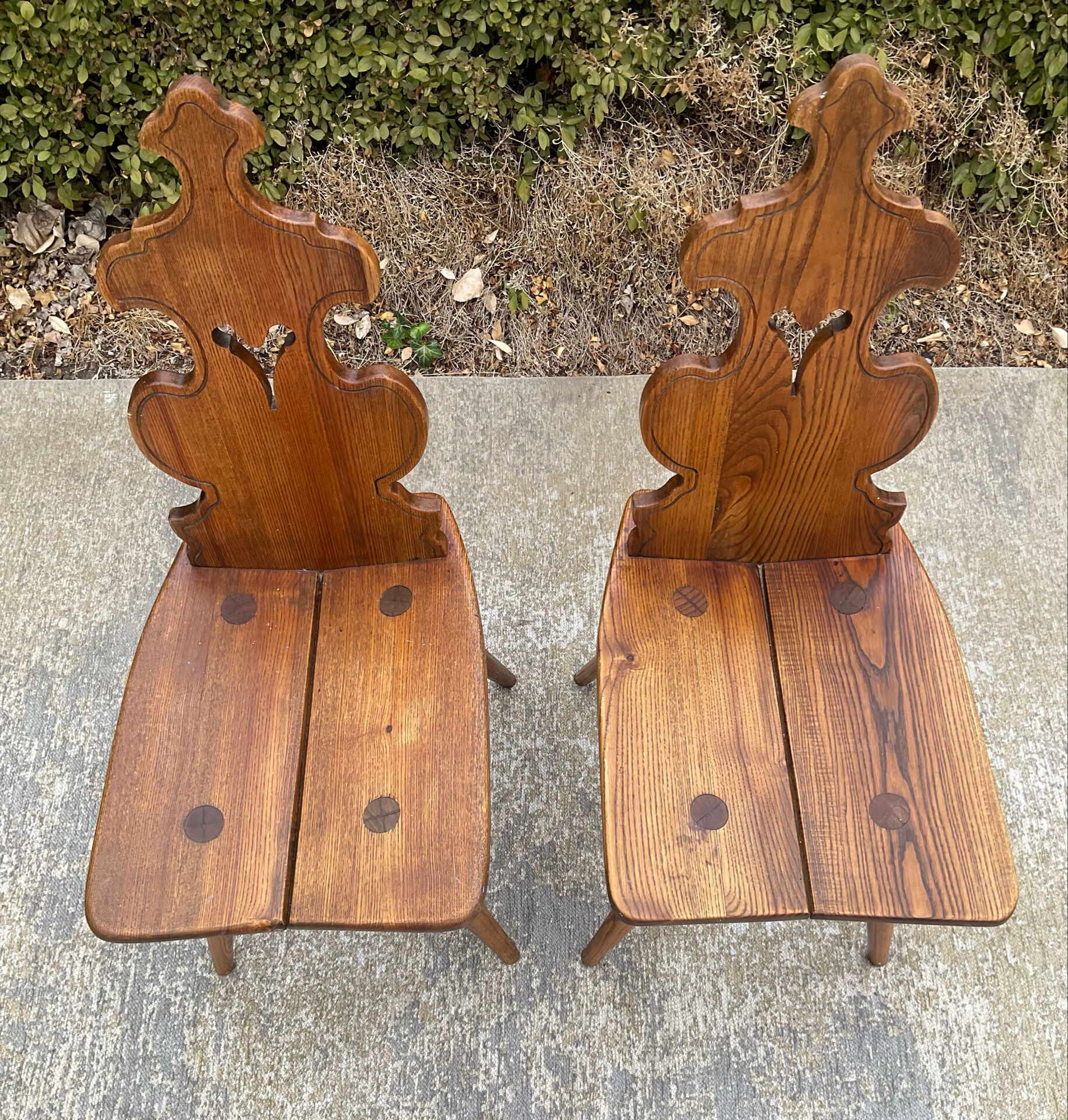 Pair of vintage Tyrolean chairs in solid wood