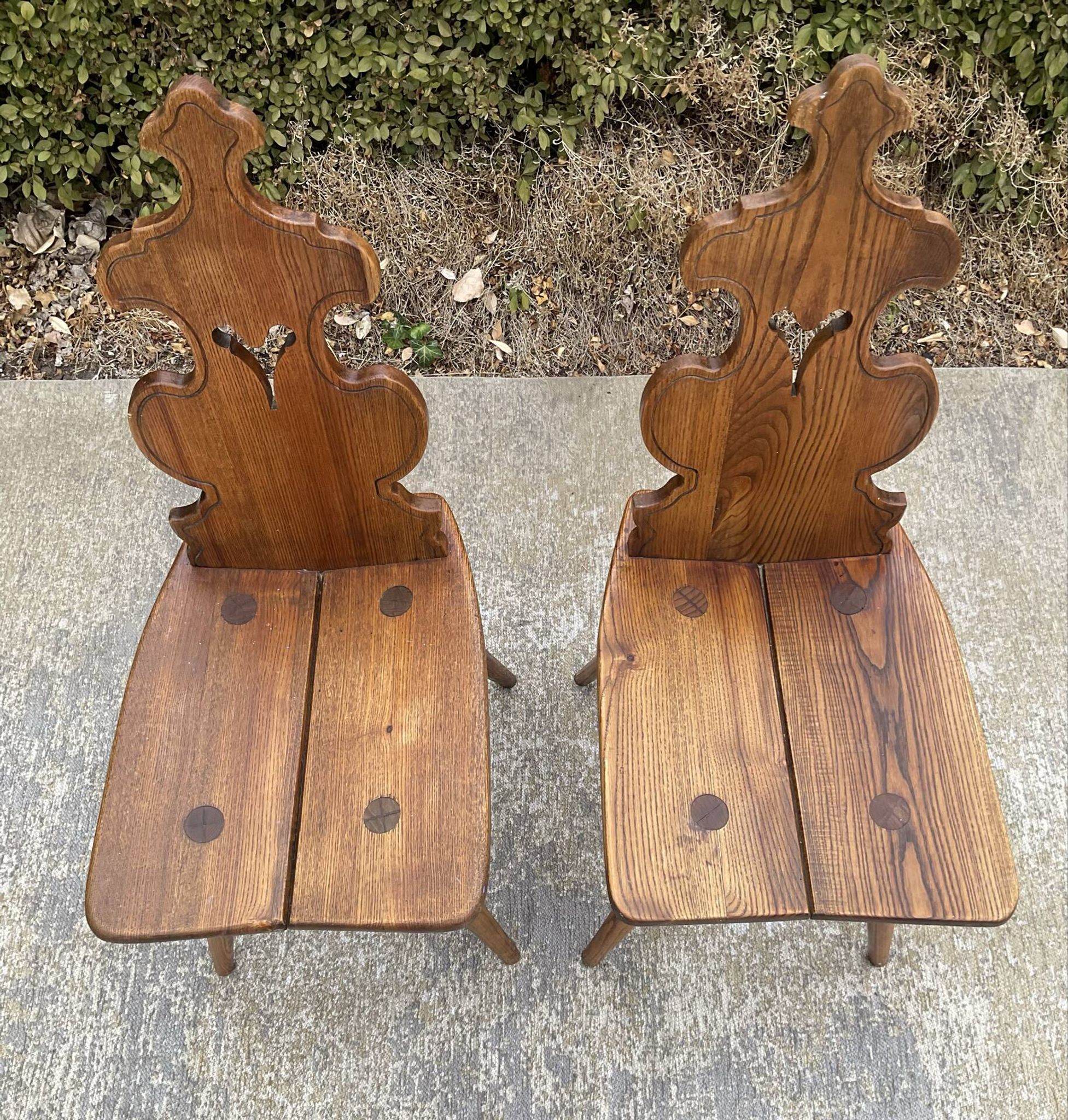 Pair of vintage Tyrolean chairs in solid wood