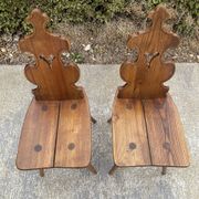 Pair of vintage Tyrolean chairs in solid wood