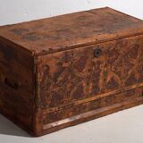 Antique brown trunk with floral patterns (c.1920) #13