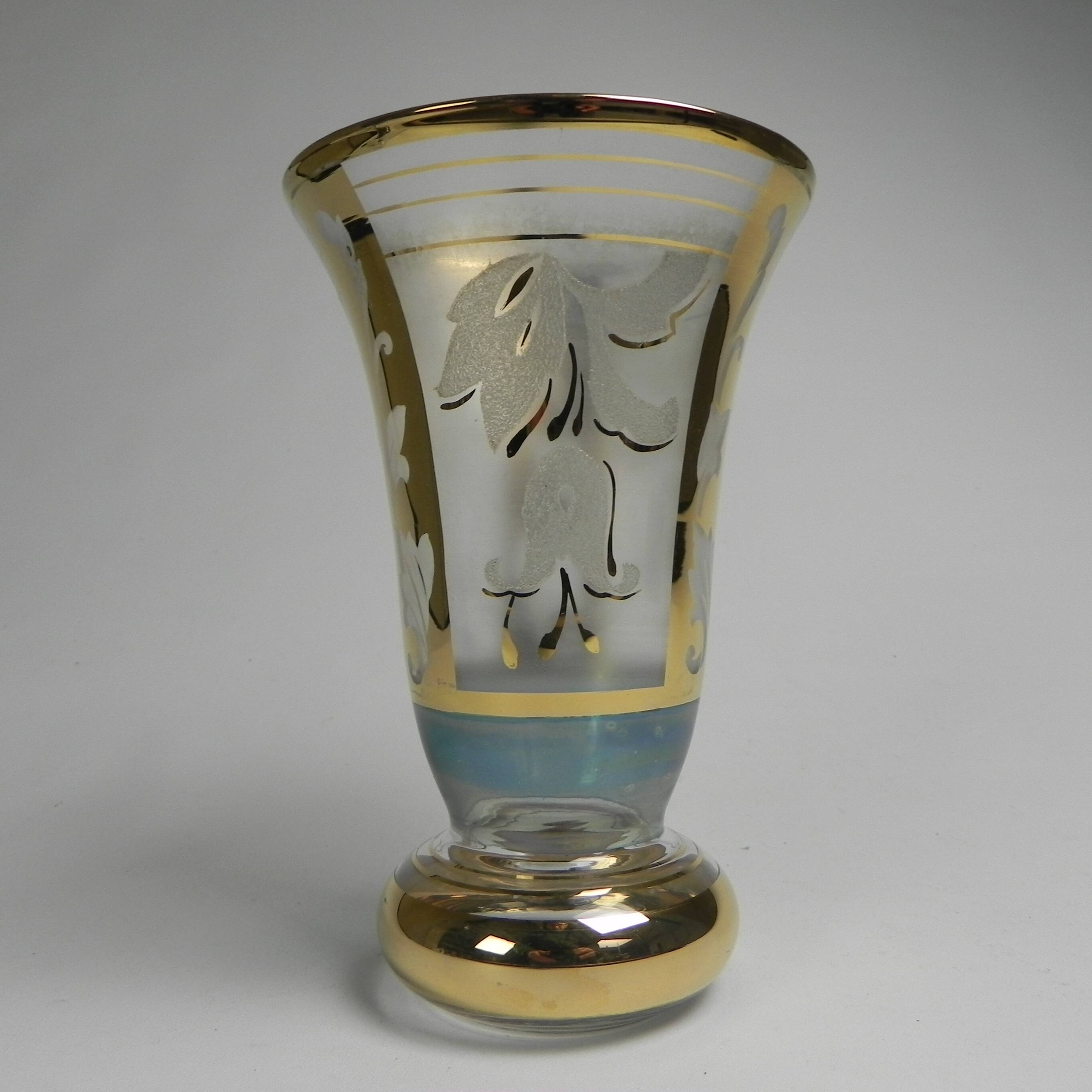 Glass vase with gold decorations, Belgium, 1930s