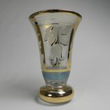 Glass vase with gold decorations, Belgium, 1930s