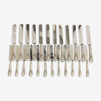 24 couteaux lames inox métal argenté louis XVI