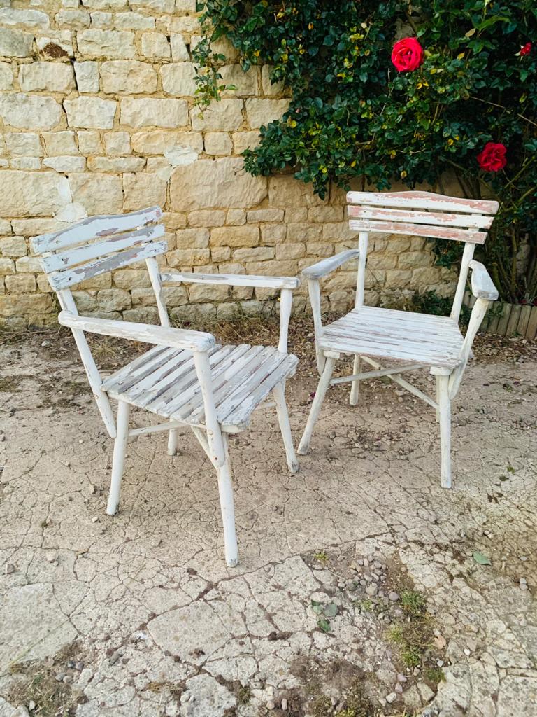 Set of garden seats: 4 armchairs and 1 chair - wooden