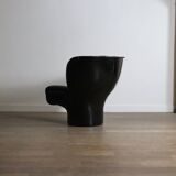 Fauteuil lounge Elda vintage noir sur noir par Joe Colombo pour Comfort, années 1970