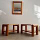 Old mirror in solid elm design from the 70s vintage brutalist style