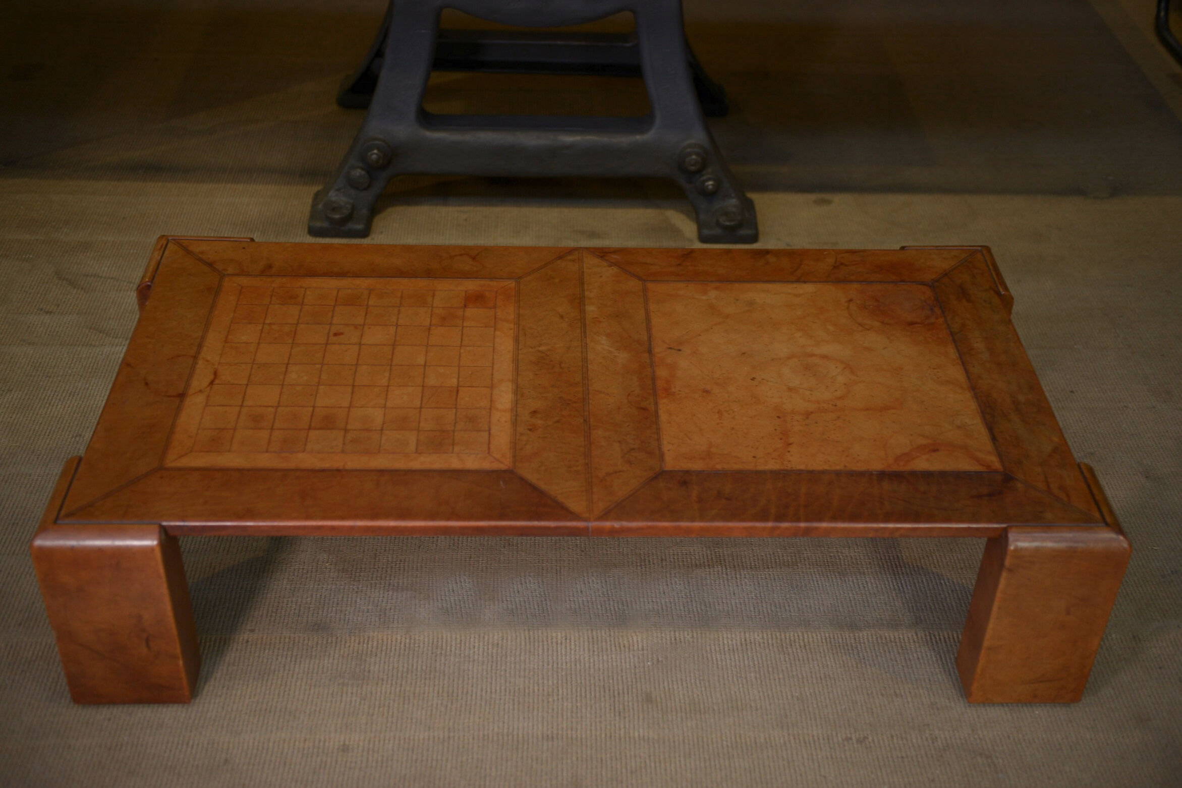 Leather coffee table 1970 " checkers "