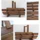 Log basket solid wood slatted vintage folk art