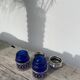 Silver-plated metal and blue glass salt and pepper shaker