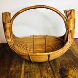Large wicker basket Rattan design 1950