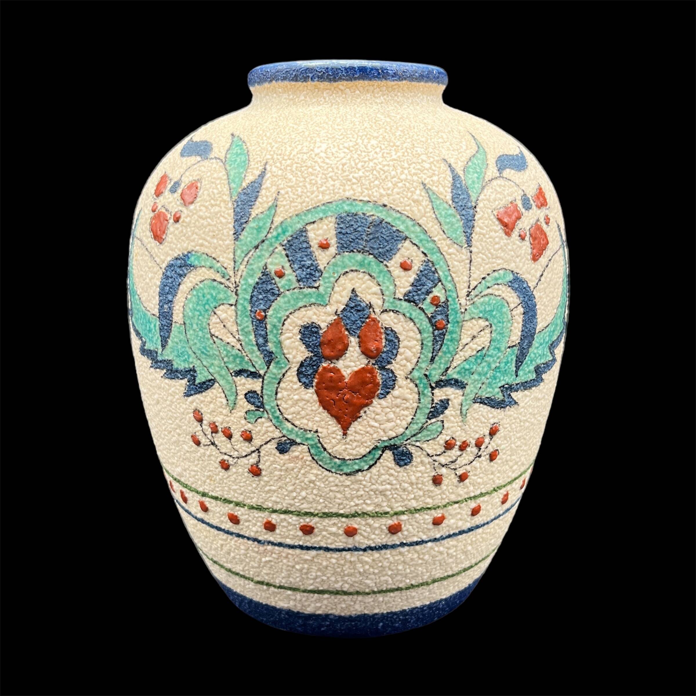 Art Deco ceramic vase Floral decor flowers
