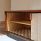 Teak enfilade, sliding canvas doors, 1960s.