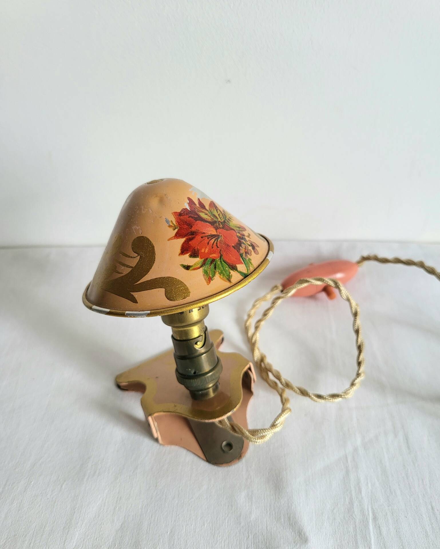 Ancienne Lampe à Pince Champignon Tole Vintage