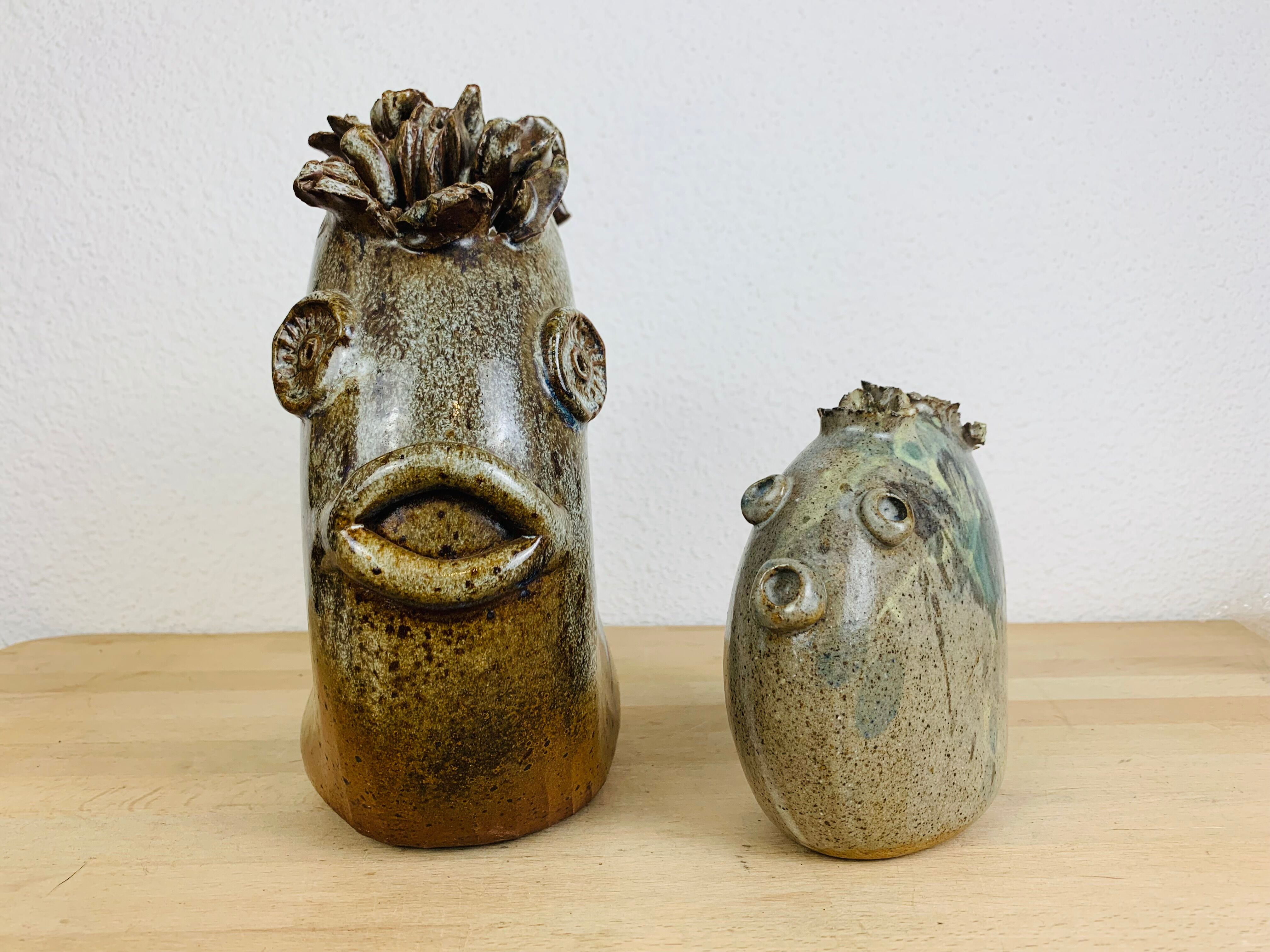 Vase stings zoomorphic flowers by Alexandre Kostanda, ceramic fish
