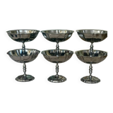 Vintage set of 6 finely engraved stainless steel bowls.