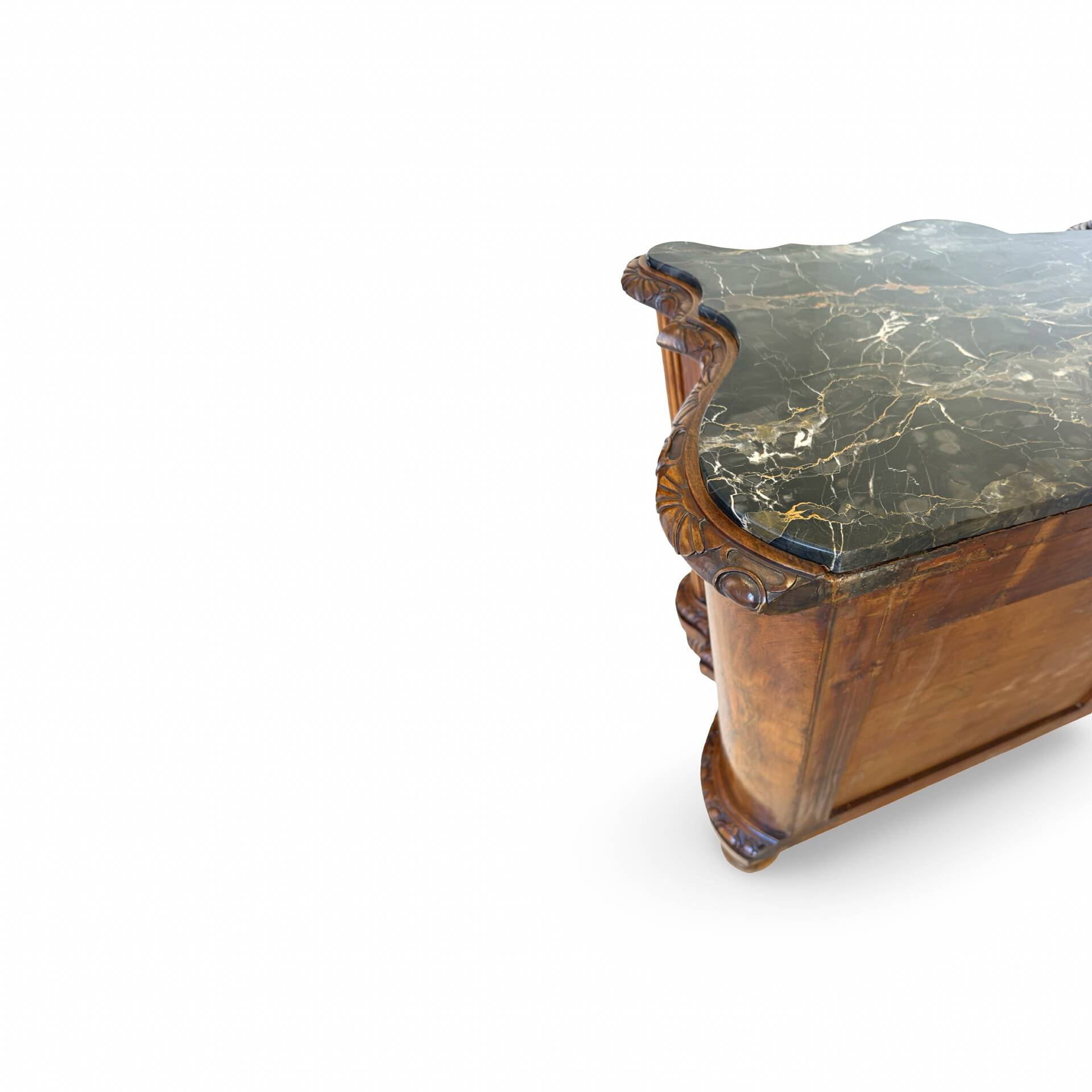 antique walnut serpentine commode