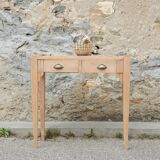 Ancienne console Art Déco - Hêtre et marbre rose - Table d'appoint