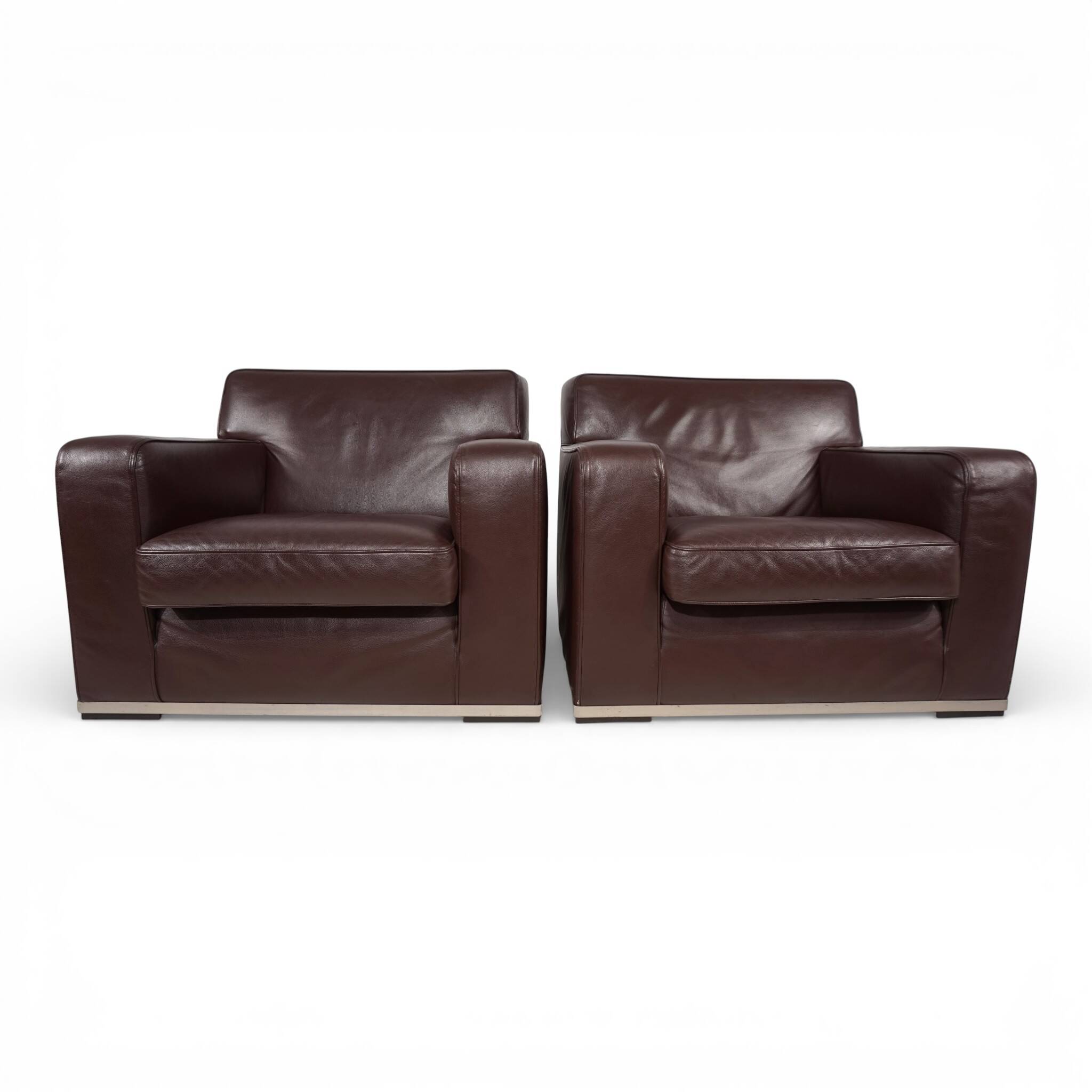 Set of 2 B&B Italia Maxalto Apta Imprimatur leather armchairs by Antonio Ci