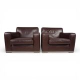 Set of 2 B&B Italia Maxalto Apta Imprimatur leather armchairs by Antonio Ci