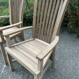 Set of 2 unfinished wooden armchairs (teak)