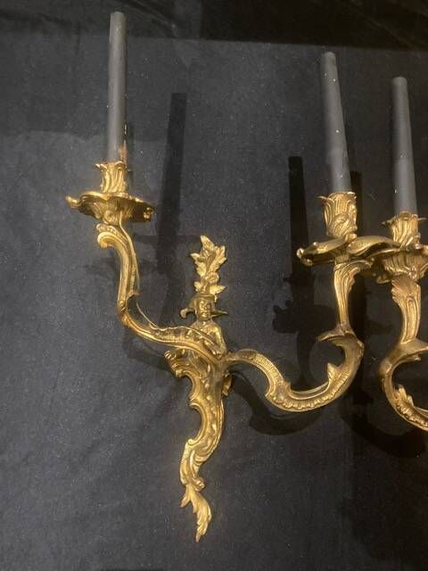 A pair of gilt bronze wall sconces in the chinese style - louis xv style