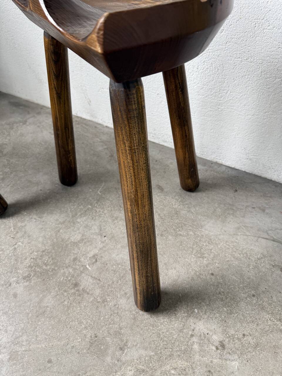Pair of Le Selou tripod shepherd's stools