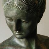"Aphrodite" patinated stucco bust original sculpture signed LE CANN, French listed