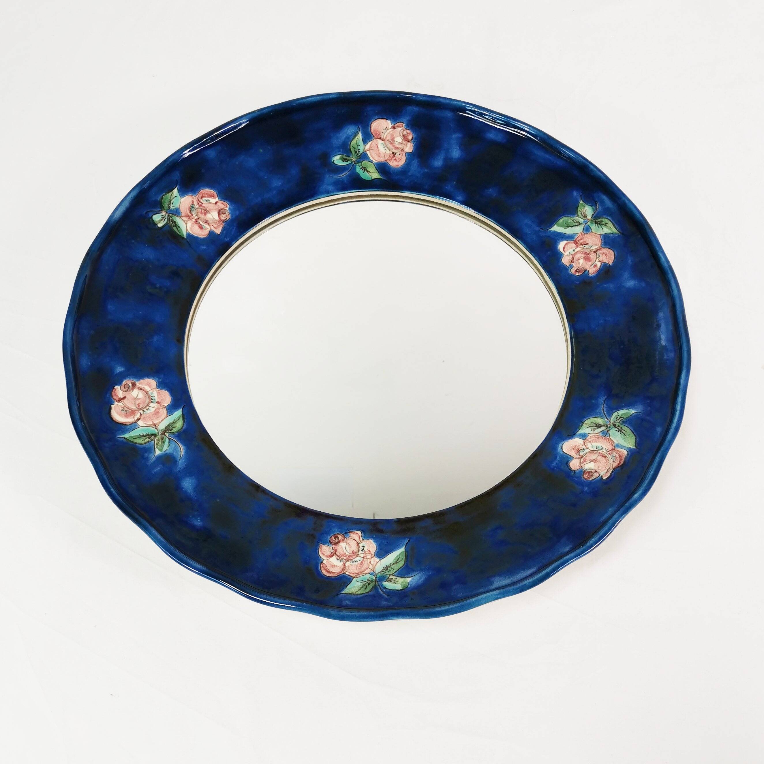 Ceramic wall mirror, Hindelanger-Keramik, Germany, 1960s.