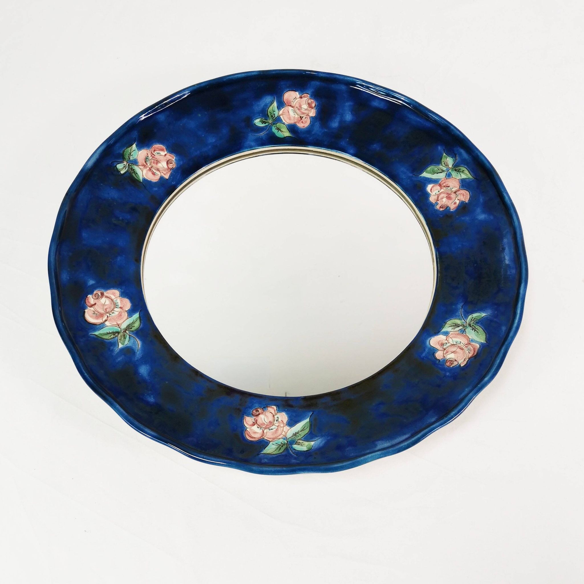 Ceramic wall mirror, Hindelanger-Keramik, Germany, 1960s.