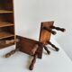 Pair of stools, footrests in solid turned wood