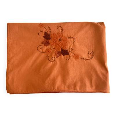 Nappe ancienne décor appliqué floral à la main- 240x170cm  - Coton